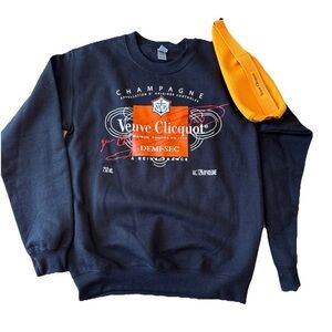 Veuve Clicquot Black Sweatshirt with Orange Logo s EUC ,champagne bottle jacket